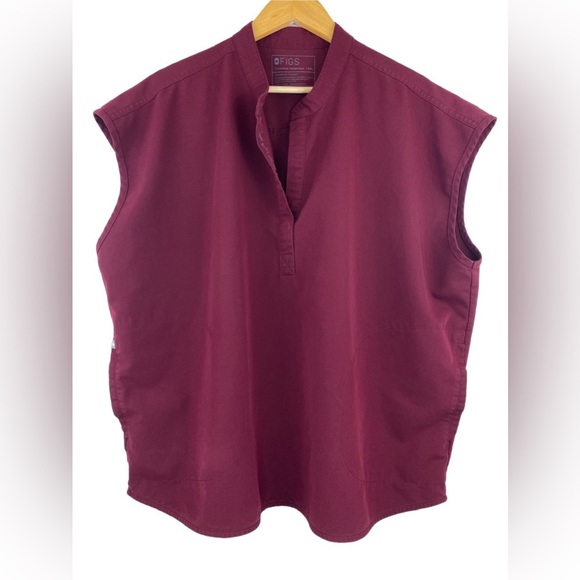 FIGS Scrub Top Womens Size XXL Burgundy Red Rafaela Sleeveless V-Neck Medical - Picture 1 of 9